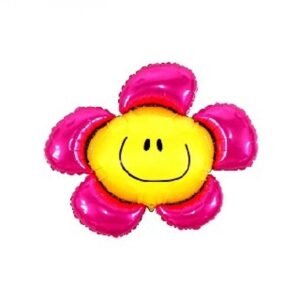Helio balionas rožinė gėlytė su šypsena