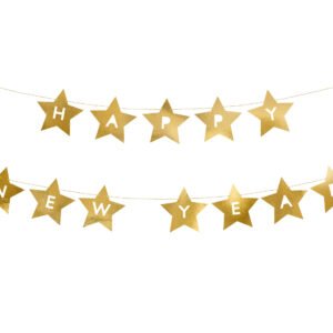 Popierinė juosta – Happy New Year, žvaigždės