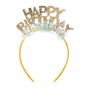 Galvos lankelis auksinis su užrašu „Happy Birthday“