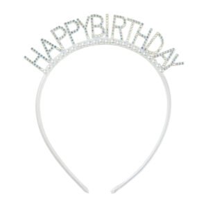 Galvos lankelis sidabrinis su užrašu „Happy Birthday“